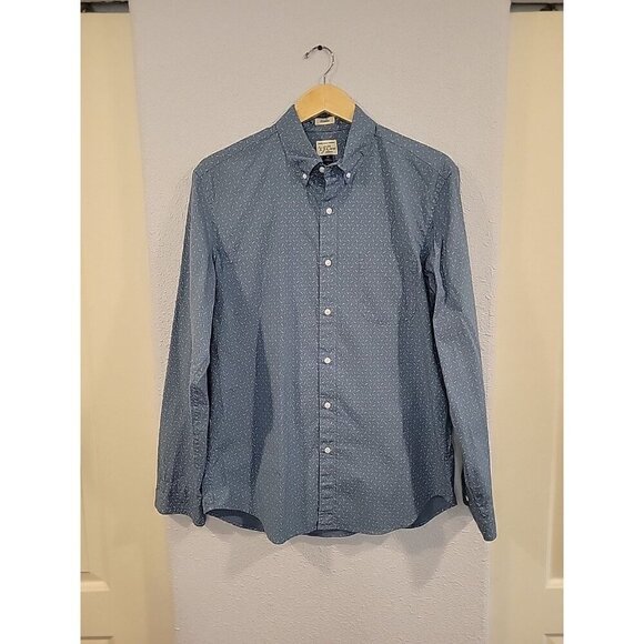 J. CREW Men Classic Secret Wash 100% Cotton Blue Button Up Shirt Sz Medium - Picture 1 of 7